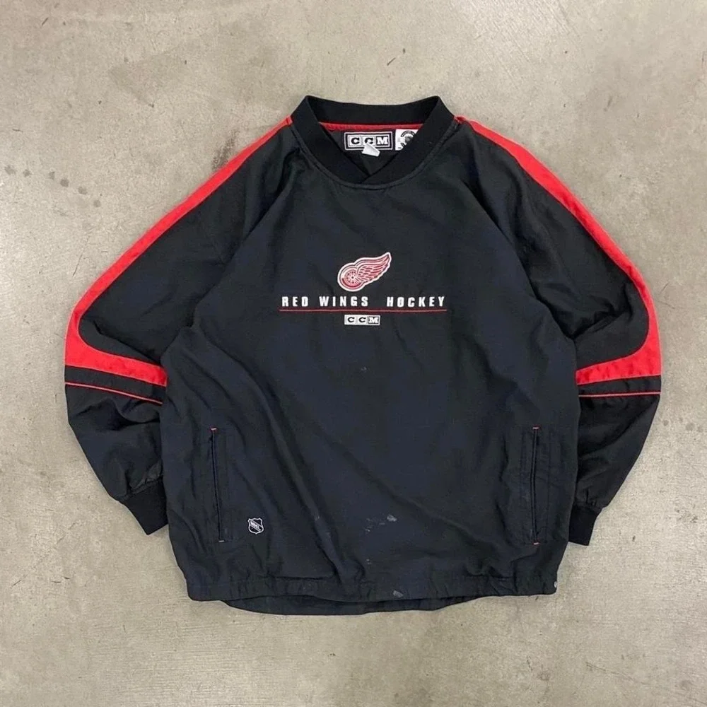 Vintage NHL Detroit Red Wings CCM Pullover Windbreaker‎ Jacket Size M